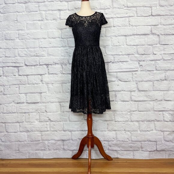 Kensie Black Floral Lace Fit & Flare Dress - Picture 1 of 9